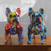 French Bulldog Statue Graffiti Art Sculpture for Home Office Decor Accents Living Room Entrance