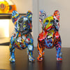 French Bulldog Statue Graffiti Art Sculpture for Home Office Decor Accents Living Room Entrance