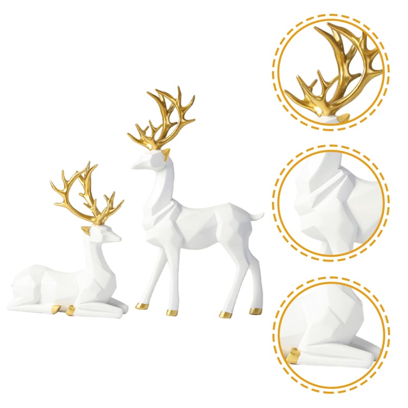 2 Pcs Gold Table Decorations Origami Elk Ornaments Modern Accents Desk Christmas Reindeer Indoor