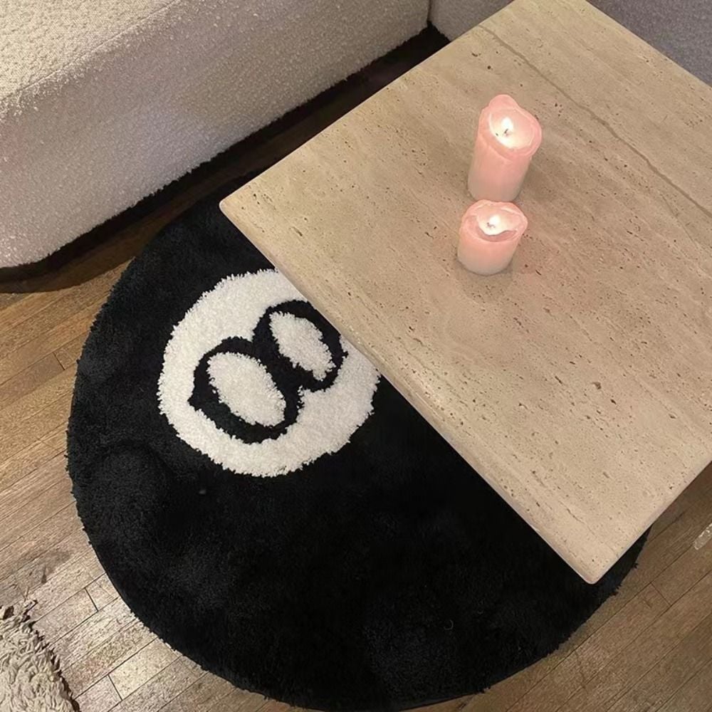 Creative 8 Ball Rug Indoor Home Decoration Spooky Halloween Gifts 8 Ball Accent Round Tufting