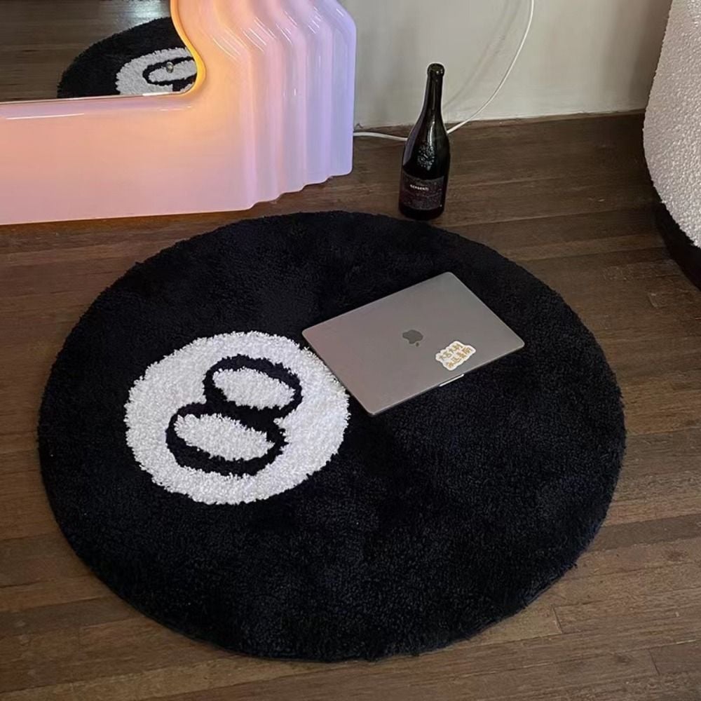 Creative 8 Ball Rug Indoor Home Decoration Spooky Halloween Gifts 8 Ball Accent Round Tufting