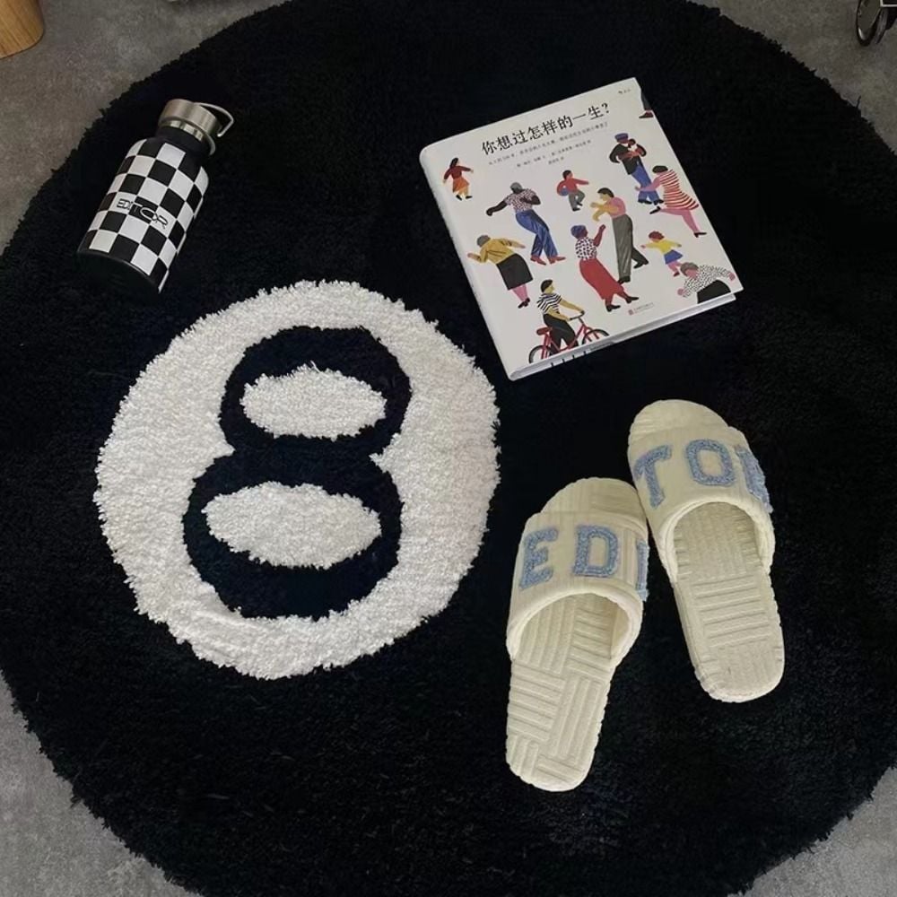 Creative 8 Ball Rug Indoor Home Decoration Spooky Halloween Gifts 8 Ball Accent Round Tufting