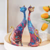 Colorful Cat Statue Oil Painting Cat Couple Sculptures Set Modern Resin Statue for Home Decor
