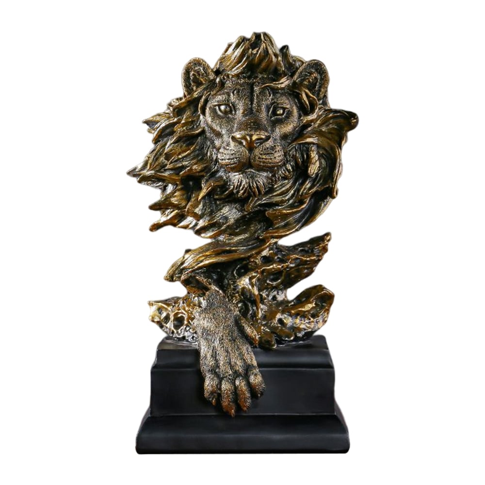 Lion Head Desktop Ornament Art Crafts Vintage Statue Sculptures Home Decor Accents Easy To Clean
