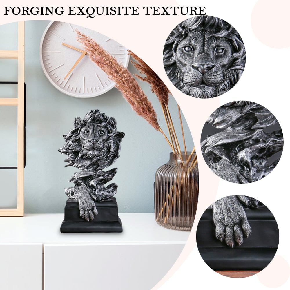 Lion Head Desktop Ornament Art Crafts Vintage Statue Sculptures Home Decor Accents Easy To Clean