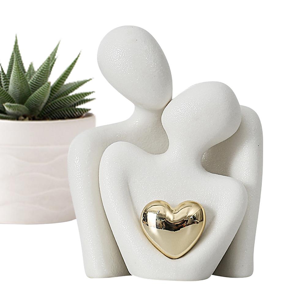Couple Hugging Figurine Ceramic Couple Statue Abstract Modern Sculpture Love Figurines Art Craft