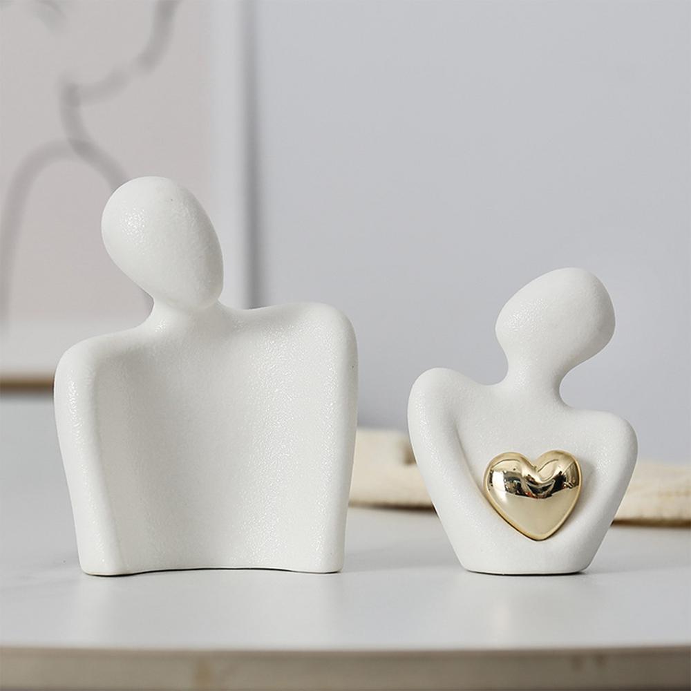 Couple Hugging Figurine Ceramic Couple Statue Abstract Modern Sculpture Love Figurines Art Craft