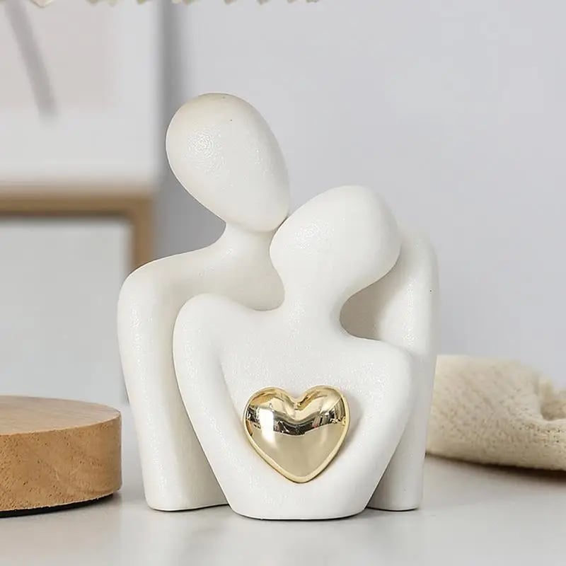 Couple Hugging Figurine Ceramic Couple Statue Abstract Modern Sculpture Love Figurines Art Craft