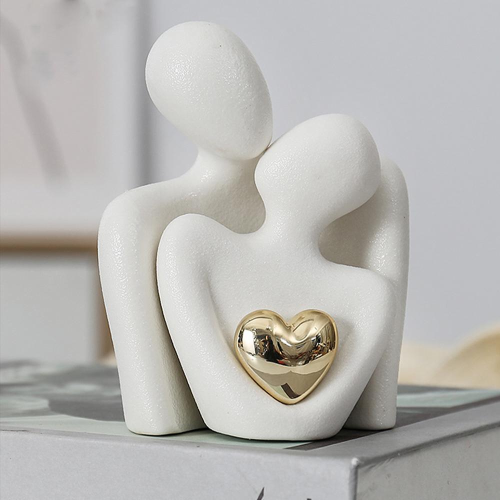 Couple Hugging Figurine Ceramic Couple Statue Abstract Modern Sculpture Love Figurines Art Craft
