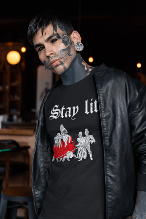 Image of Stay Lit Medieval Woodcut T-Shirt