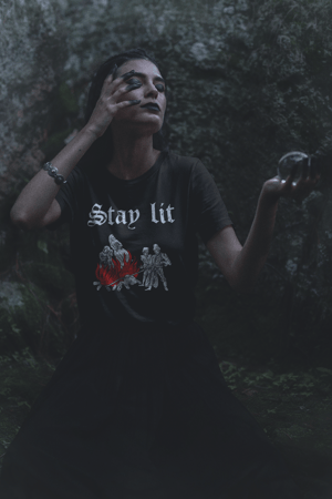 Image of Stay Lit Medieval Woodcut T-Shirt