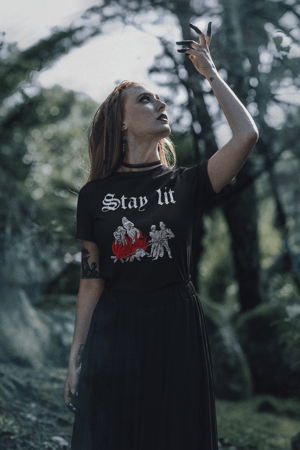 Image of Stay Lit Medieval Woodcut T-Shirt