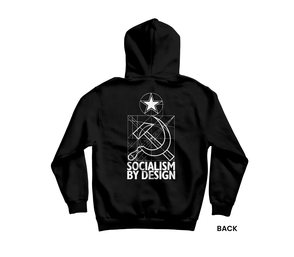 SOCIALISM BY DESIGN HOODIE, BLACK/WHITE