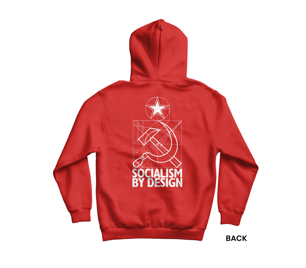 SOCIALISM BY DESIGN HOODIE, RED/WHITE