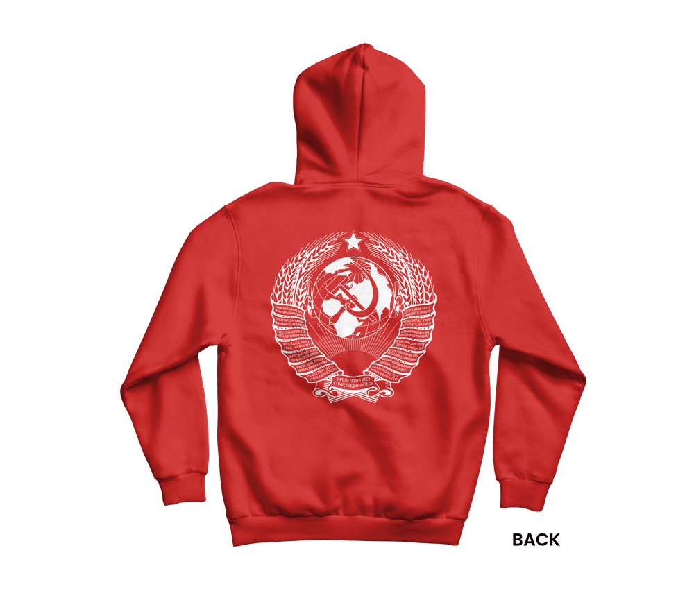 SOVIET COAT OF ARMS HOODIE, RED/WHITE