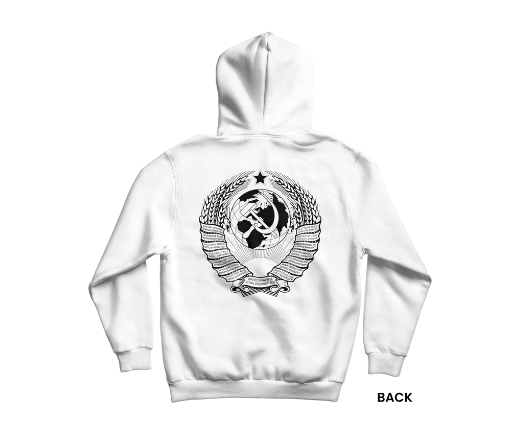 SOVIET COAT OF ARMS HOODIE, WHITE/BLACK