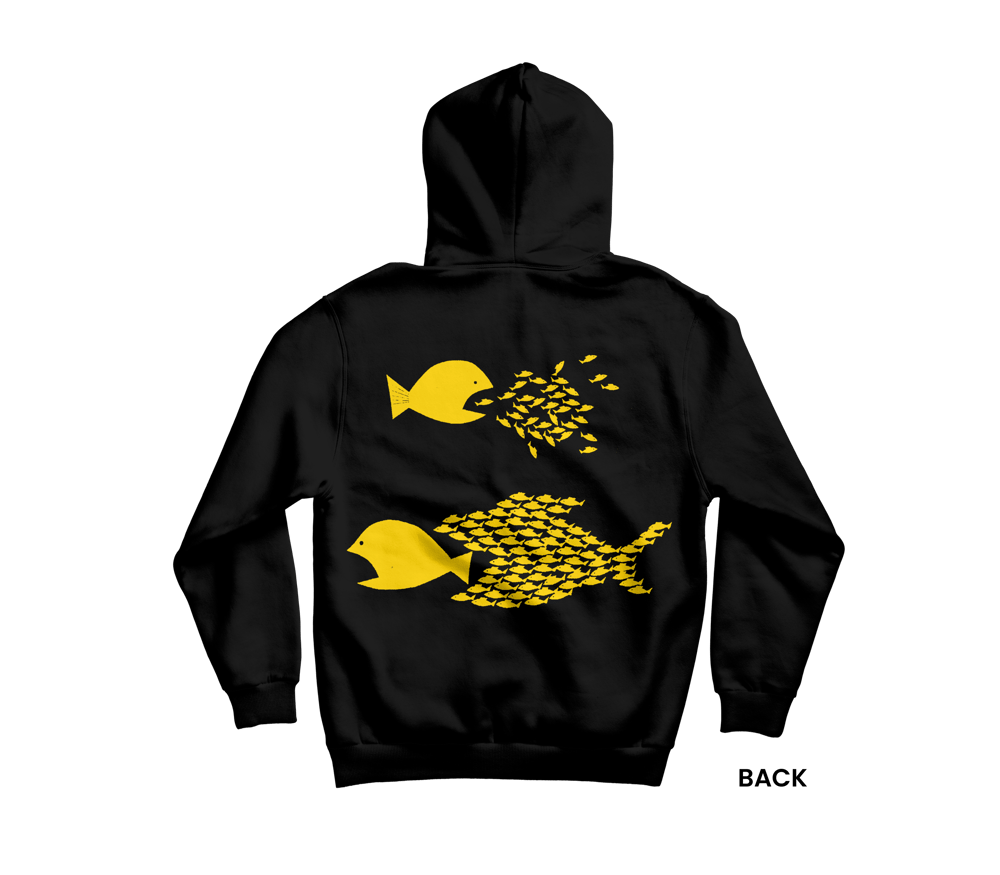 BITE BACK HOODIE, BLACK/YELLOW