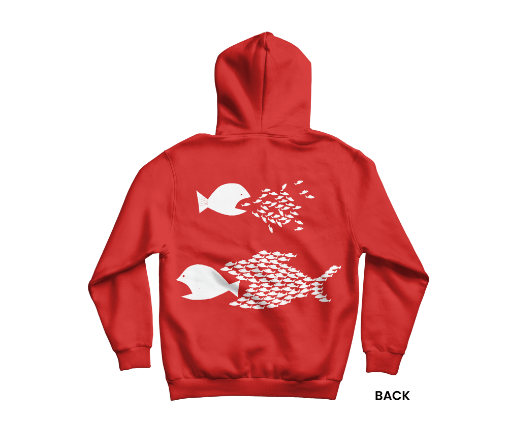 BITE BACK HOODIE, RED/WHITE