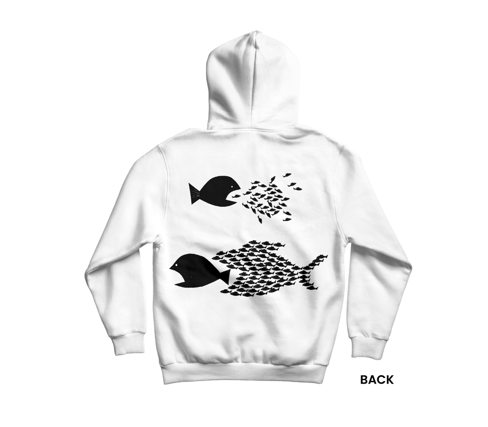 BITE BACK HOODIE, WHITE/BLACK