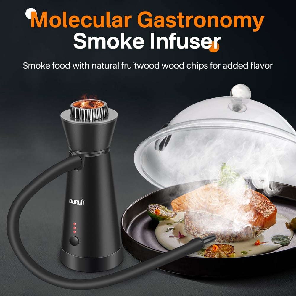 BORUIT SK301B Smoker Infuser Portable Molecular Cuisine Smoking Gun Added Flavor for Meat BBQ