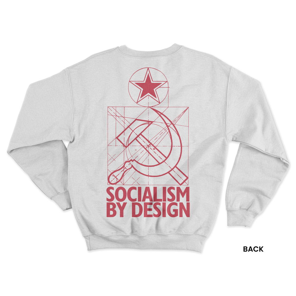 SOCIALISM BY DESIGN SWEATSHIRT, WHITE/RED