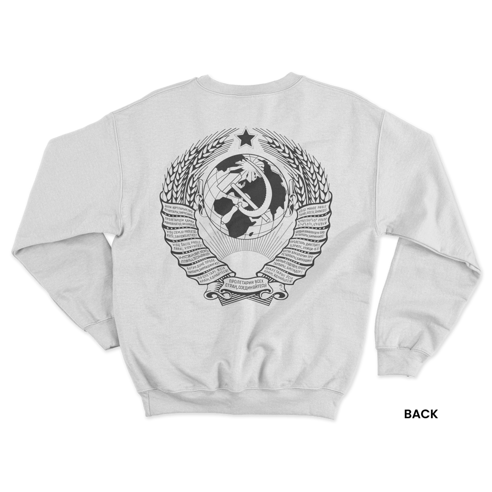 SOVIET COAT OF ARMS SWEATSHIRT, WHITE/BLACK