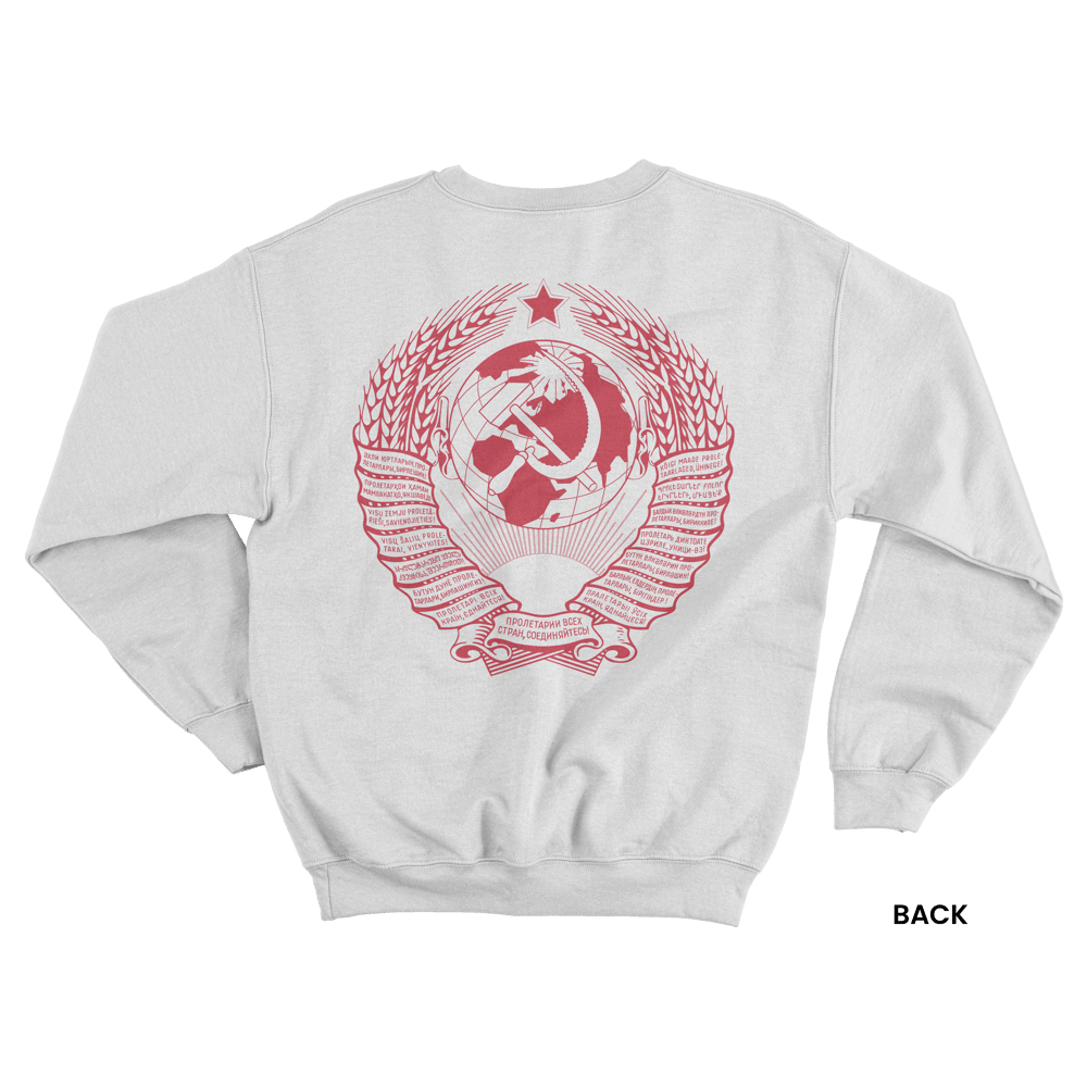 SOVIET COAT OF ARMS SWEATSHIRT, WHITE/RED