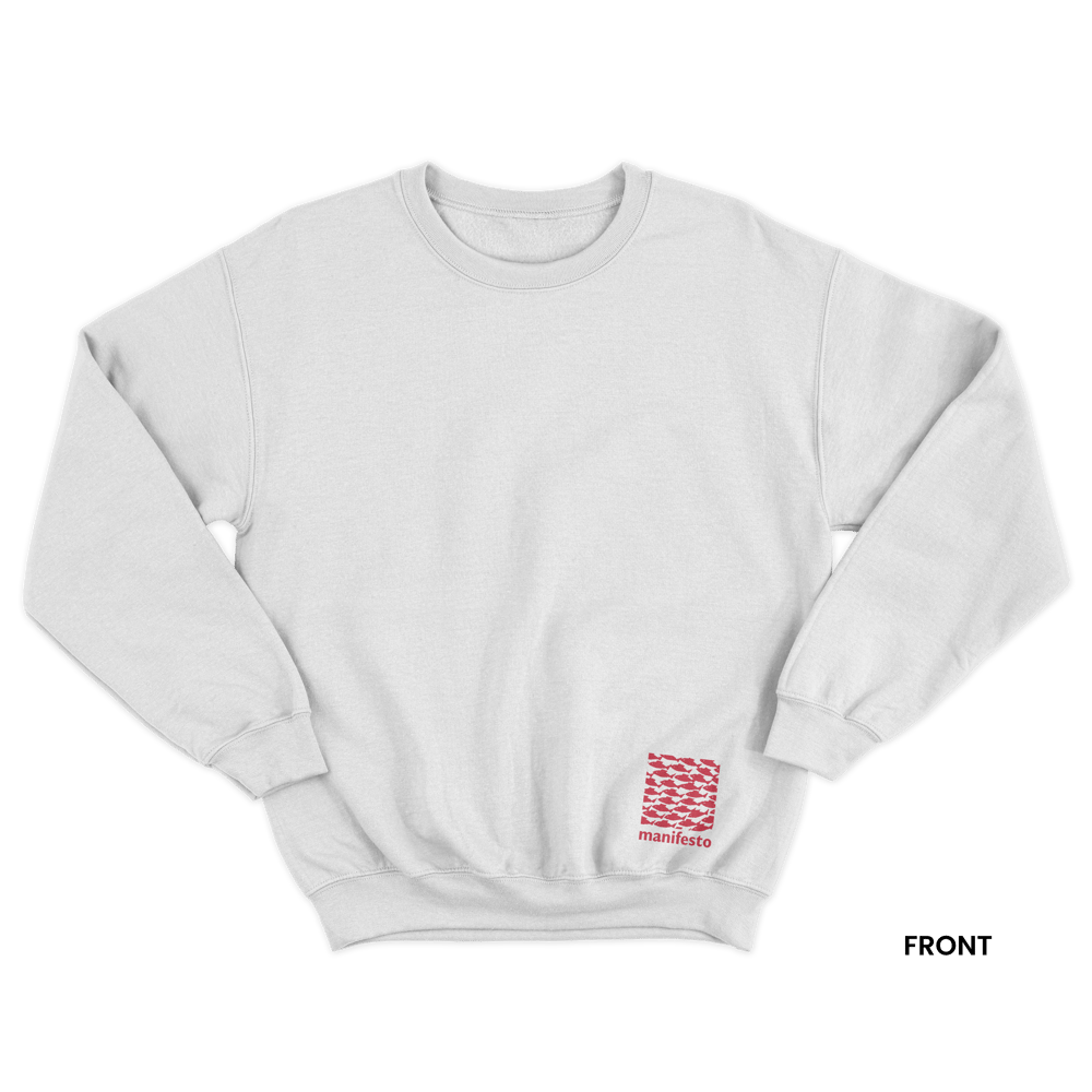 BITE BACK SWEATSHIRT, WHITE/RED