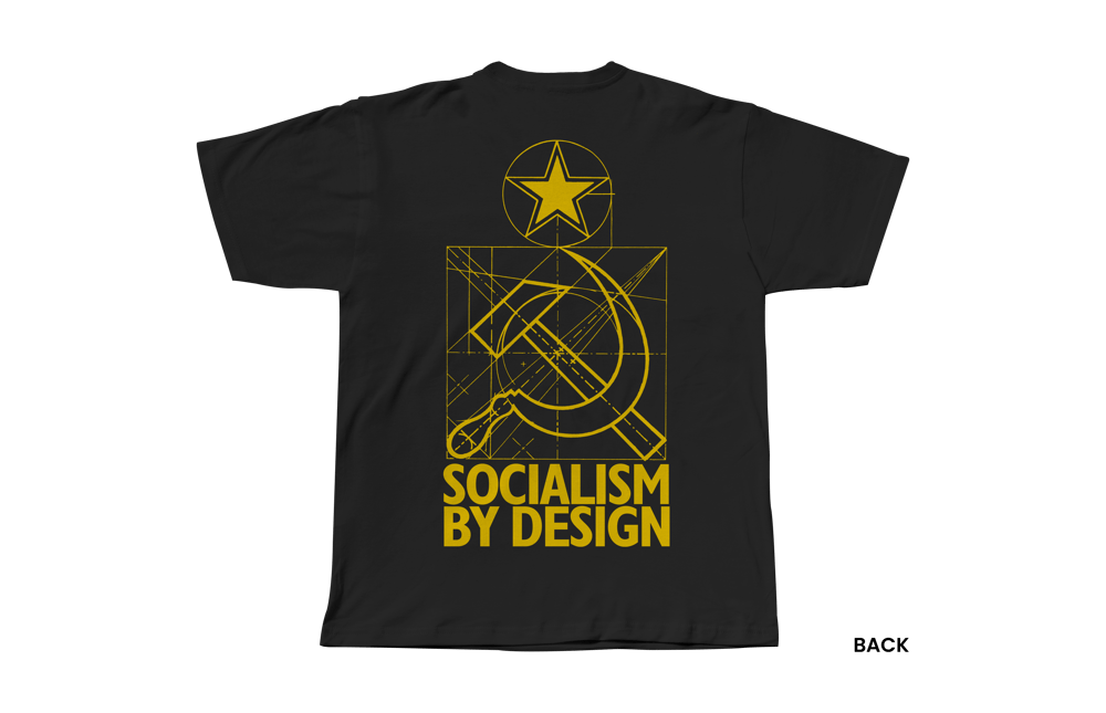 SOCIALISM BY DESIGN T-SHIRT, BLACK/YELLOW