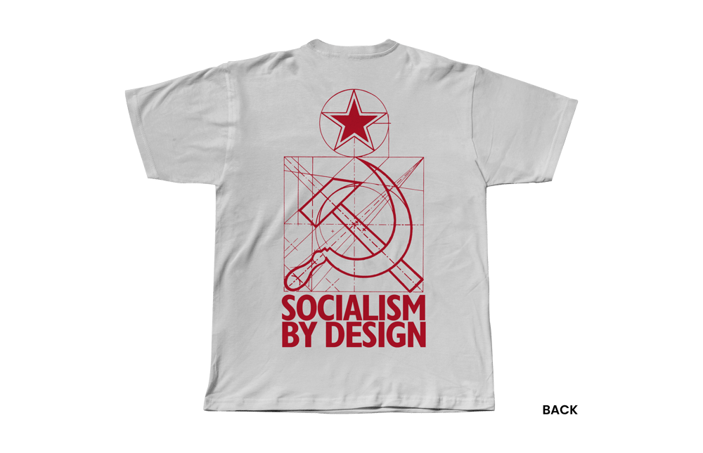 SOCIALISM BY DESIGN T-SHIRT, WHITE/RED