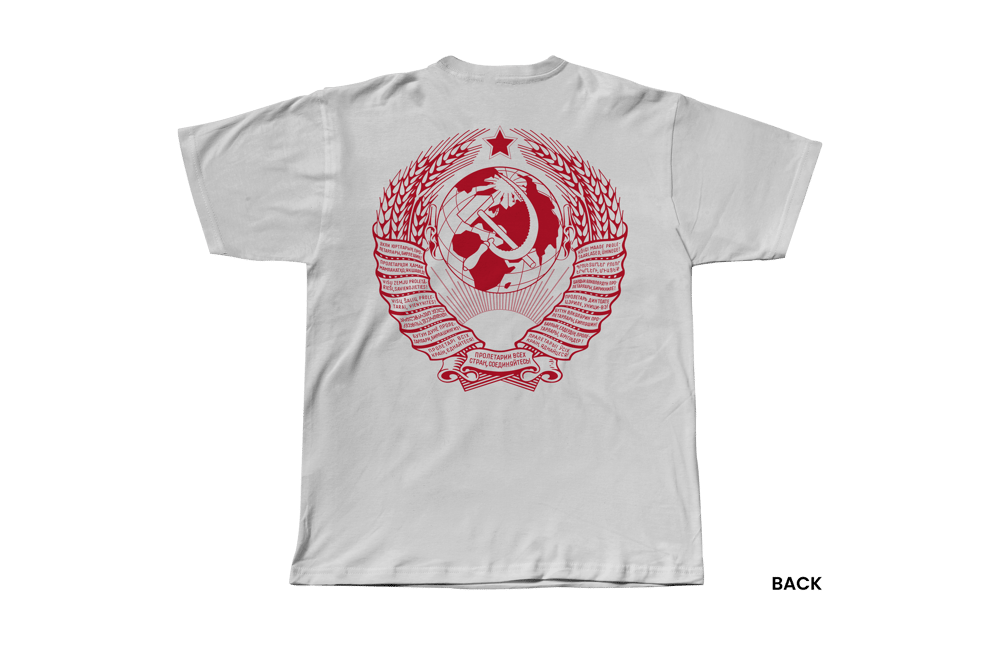 SOVIET COAT OF ARMS T-SHIRT, WHITE/RED