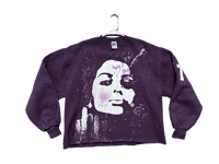 Image 1 of Diana Ross face logo painted Russell Athletics cropped crewneck 