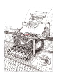 Image 1 of PRE ORDER Typewriter Typing a Typewriter Hand-Signed Typewriter Art Print