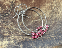 Image 1 of Sterling and Ruby earrings / n78