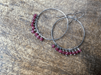 Image 2 of Sterling and Ruby earrings / n78