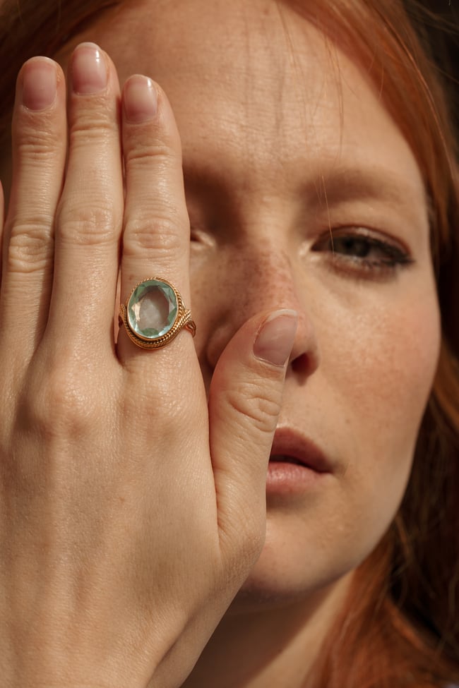 SPHINX BIG BAGUE QUARTZ BLEU