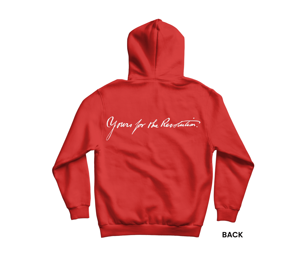 YOURS FOR THE REVOLUTION HOODIE, RED/WHITE