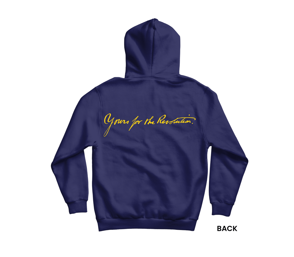 YOURS FOR THE REVOLUTION HOODIE, NAVY/YELLOW