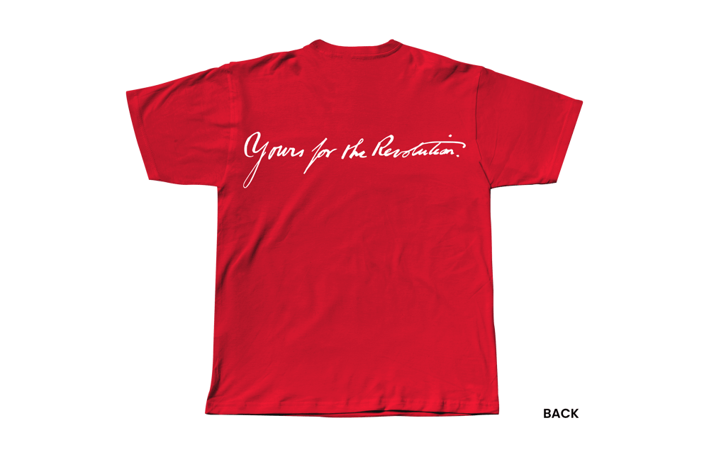 YOURS FOR THE REVOLUTION T-SHIRT, RED/WHITE