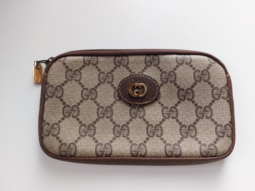Image of Vintage Gucci brown  GG monogram pouch