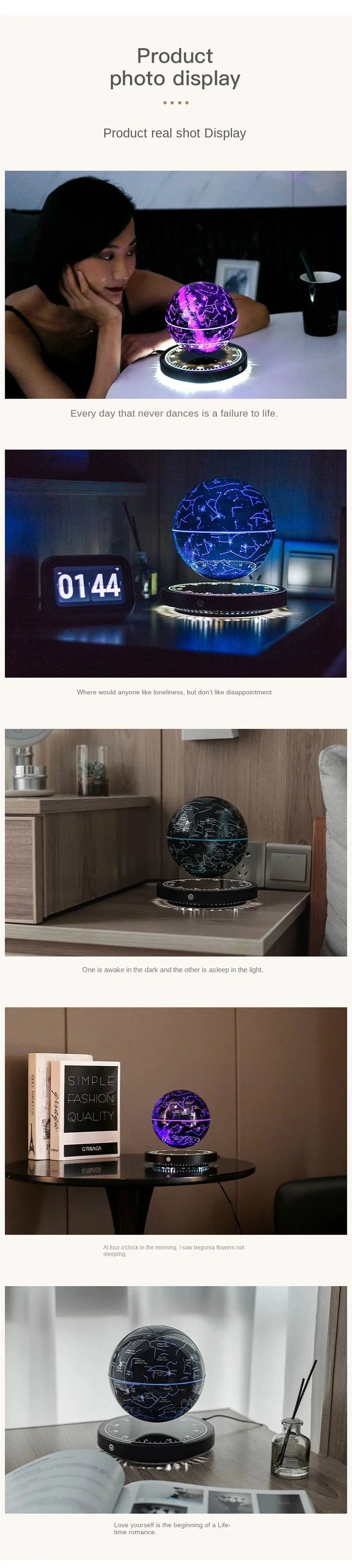Levitating Lamp Magnetic Globe LED Earth Rotating Globe Novelty Galactic starry sky