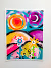 The Sun, the moon, & flower Seeds. Original Painting on Paper