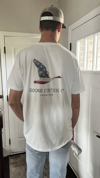 Image 2 of Goose Creek Co - American Flag - Comfort Colors - Unisex Garment-Dyed Pocket T-shirt