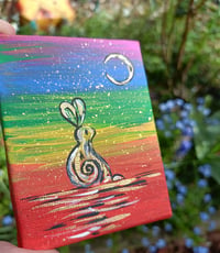 Image 2 of Miniature rainbow canvas ~ hare or fox