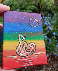 Image 1 of Miniature rainbow canvas ~ hare or fox