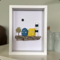 Shadow Box Heart Driftwood Village Blue/Yellow 8.75" x 6.75"