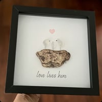 Image 1 of "Love Lives Here" Driftwood & Seaglass Art Frame