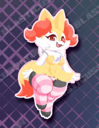 Image 1 of Pink Stripey Phox - Vinyl Sticker