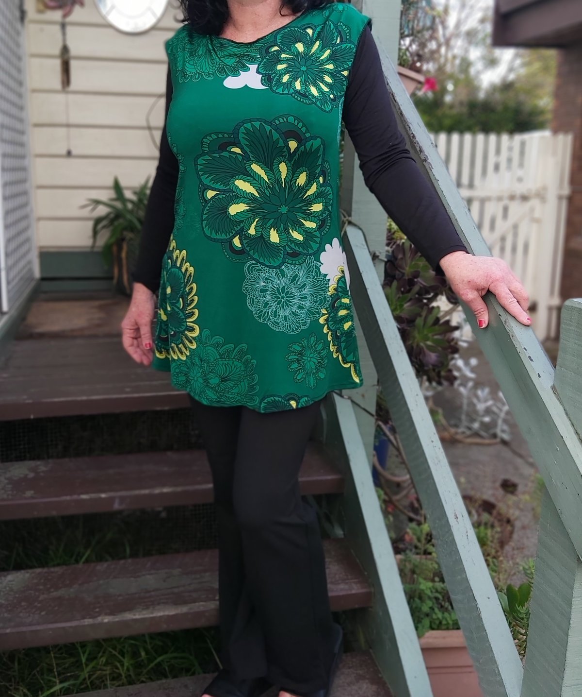 Image of Green and yellow floral KAT Tunic
