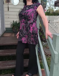 Pink paisley on black KAT Tunic